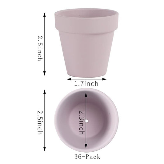 Yishang 36 pcs Small Mini Pink Clay Pots, 2.5'' Terracotta Pot Clay Ceramic Pottery Planter,Cactus Flower Terra Cotta Pots,Succulents Nursery Pots,with Drainage Hole,Great for Crafts,Wedding Favor