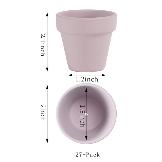 Yishang 27 pcs Small Mini Pink Clay Pots, 2 inch Terracotta Pot Clay Ceramic Pottery Planter,Cactus Flower Terra Cotta Pots,Succulents Nursery Pots,with Drainage Hole,Great for Crafts,Wedding Favor