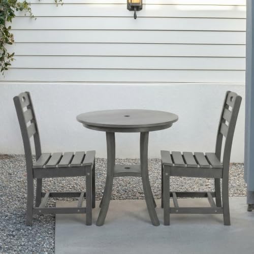 Touchead 3-Piece HDPE Patio Conversation Set – Weather-Resistant Round Table & 2 Bistro Chairs, Compact Outdoor Furniture for Porch, Balcony, Garden or Small Space