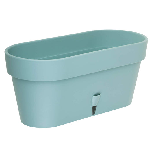 DECOPOTS - Pack of 3 - Self Watering Window Box Planter - Indoor/Outdoor - Windowsill/Oblong Shape Plastic Planter with Bottom Watering and Water Level Indicator (15.6 Inch Long, Jade)