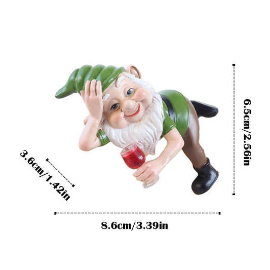 JARPSIRY Funny Garden Gnome Statue Flower Pot Hugger, Drinking Red Wine Gnome Figurine Resin Sculpture Outdoor Decor Patio Lawn Yard Fence Plant Pot Ornaments
