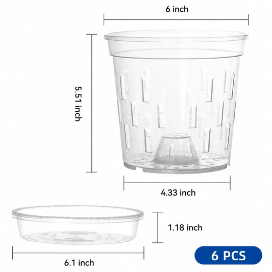 TRUEDAYS Orchid Pot with Saucers, 6 Pack 6 Inch Plant Pot with Drainage