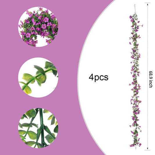 JOYWU Artificial Violet Flower Garlands,4 Pack 68 In Fake Vines Silk Flowers Ivy for Wedding Decor,Hanging Violet Floral Garland Decor,UV Resistant Decorative Flower Vine,Wedding Arch Flowers (purple)