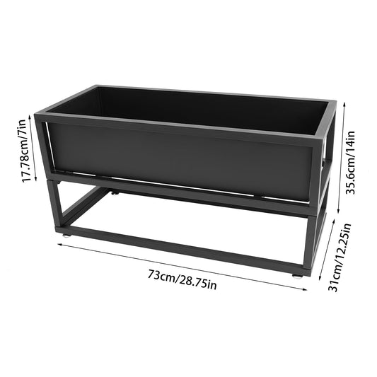 Tall Rectangular Planter,Raised Garden Bed with Legs for Indoor and Outdoor,Heavy Duty Metal Elevated Planter Box with Drainage Holes for Garden Yard Patio Vegetable Herb Flower (28.7 x 12 x 14Inch)