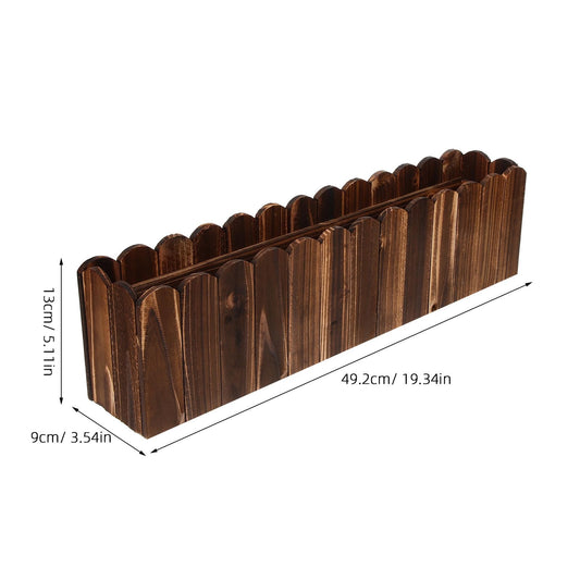 CONGARTENO Small Wood Planter Box Outdoor Window Planter for Balcony Garden, Carbonized Anti-Corrosion Wooden Flower Pot Base, 50x9x13cm, Single Piece for Planting and Decor