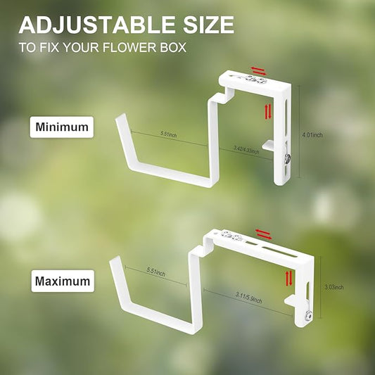 smusei Railing Planter Box 4 Pack Window Boxes Planters with Flower Box Brackets, 17’’ Rectangle Balcony Deck Railing Hanging Planters for Outdoor Fence Garden Patio Plants