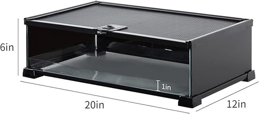 REPTIZOO Small Reptile Tank 20" x 12" x 6" Glass Reptile Terrarium with Top Feeding Habitat for Snake Spider