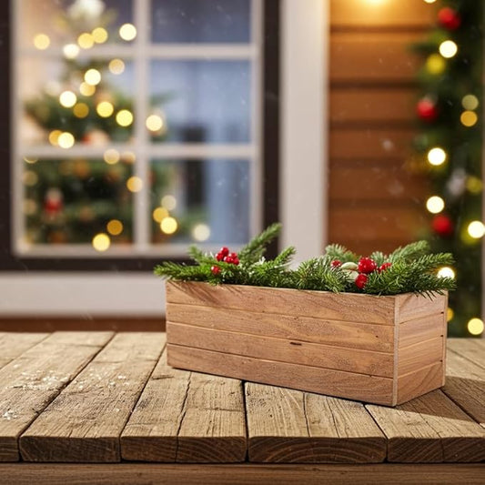 Handmade Rustic Cedar Herb Window Planter Box – Wooden Window & Railing Planter for Indoor or Outdoor Use, Made in USA (24")