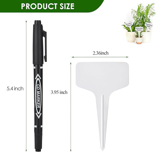 Plant Labels 120pcs with Garden Plant Markers Pen of Outdoor Waterproof,T-Type Plant Tags and Permanent Marking Pen, Garden Labels Gardening Gifts for Women Men
