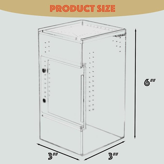 maiyuolg Reptile Tank 3x3x6 Terrarium – Acrylic Reptile Enclosure for Gecko, Jumping Spider, and Praying Mantis – Compact Tree-Dwelling Terrarium for mini Pets