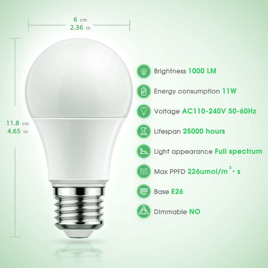 Briignite 12 Pack Grow Light Bulbs, Full Spectrum LED Grow Light