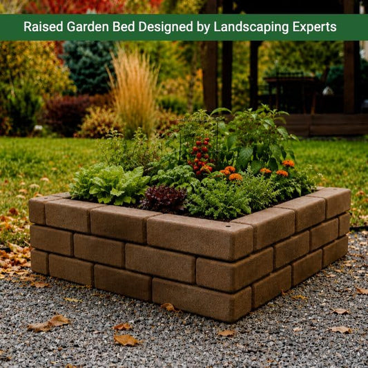 Landecor Raised Garden Bed, Brick Style Planter Box, 24" x 8" Polyurethane Garden Bed Panels, Modular Design for Curved or Straight Layouts, Lightweight & Weather Resistant, 4 Panel Pack