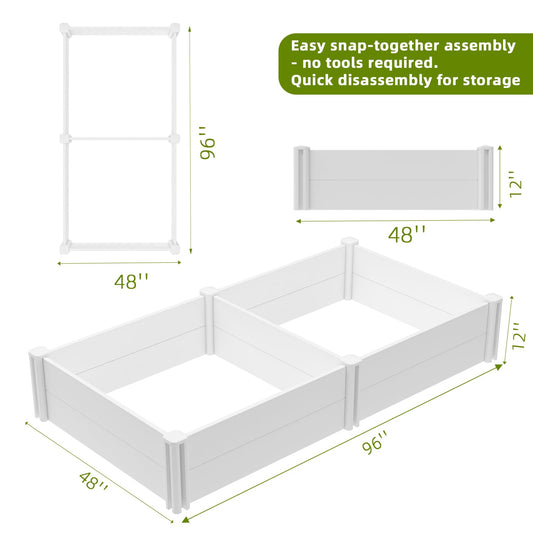 AochiRise 8'x4'x12 Vinyl Raised Garden Bed, Screwless Modular Planter Box