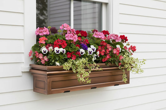 H Potter 36" Copper Finish Window Box Planter with Iron Brackets