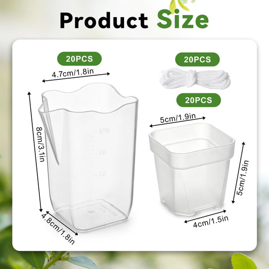 MySHUCE 20 Pack 2 Inch Small Self Watering Pots for Indoor Plants