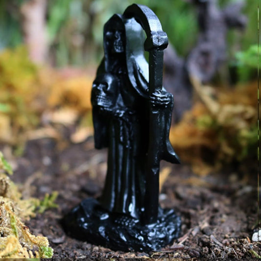 Halloween Miniatures Fairy Garden House Accessories Set Fairy Garden Figurines Mini Town Decor Vintage Retro Statue Ornament Outdoor Decoration (Death1 S)