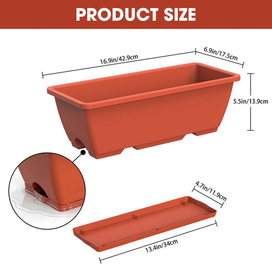 FANSXIVITA 4 Pcs Hanging Flower Pots, 16.9 Inches Railing Planter Box, Red
