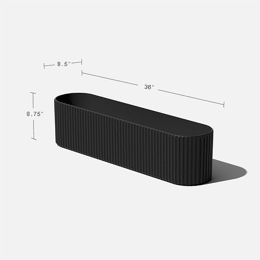 Veradek Demi Series Window Box Planter - Long Planter Box for Windowsill/Balcony | Durable Plastic-Stone Composite Material | Modern Décor for Flowers/Herbs