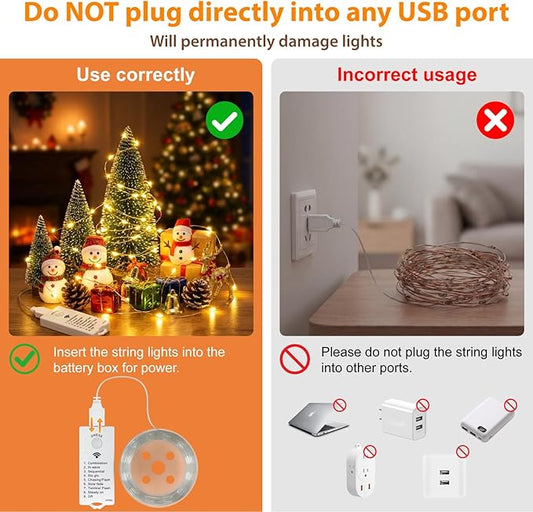 HXWEIYE Rechargeable Fairy Lights with Remote & DIY Timer, 33ft 100LED Battery Operated Twinkle String Lights, 8 Modes Decor Light for Bedroom Indoor Wedding Dorm Christmas Tree Party (Warm White)