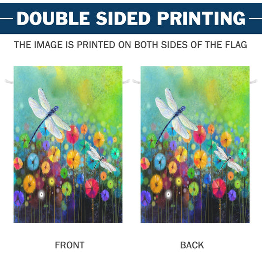 Spring Flower Garden Flag Dragonfly flags Welcome Summer House Flag for Outdoors 28 x 40 Double Sided Large Decorative Flag