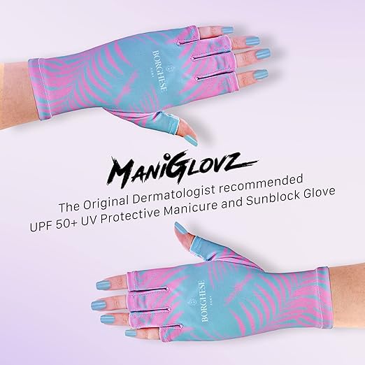 ManiGlovz UPF 50+ UV Light Protective Nail Gloves for Gel Manicure and Sun Protection While Driving in Black Marble