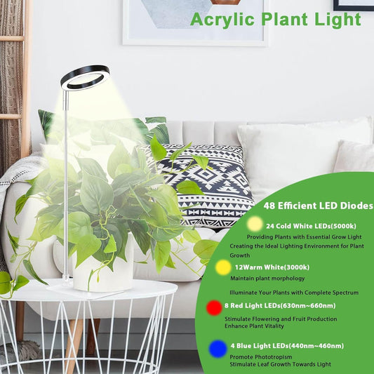 Plant Grow Light,yadoker LED Growing Light with Base,Full Spectrum for Indoor Plants,Height Adjustable, Automatic Timer, 5V Low Safe Voltage,Idea for Small Plant Light(3 Pack)