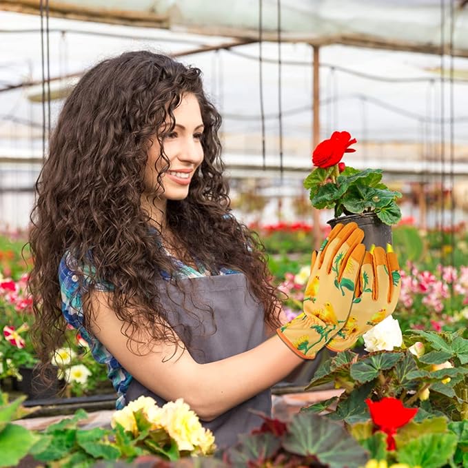 Leather-Gardening-Gloves for Women,Thorn-Proof Work-Gloves for Weeding,Digging,Planting,Pruning Yard garden Gloves