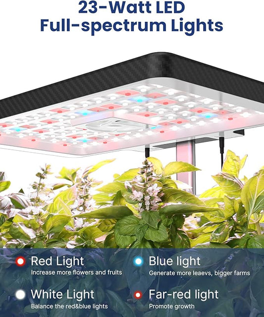 iDOO Hydroponics Growing System Kit 12Pods, Christmas Gifts for Women Mom, Herb Garden Indoor with LED Grow Light for Home, Built-in Fan, Auto-Timer, Adjustable Height Up to 11.3", 12Pods Kit-Black