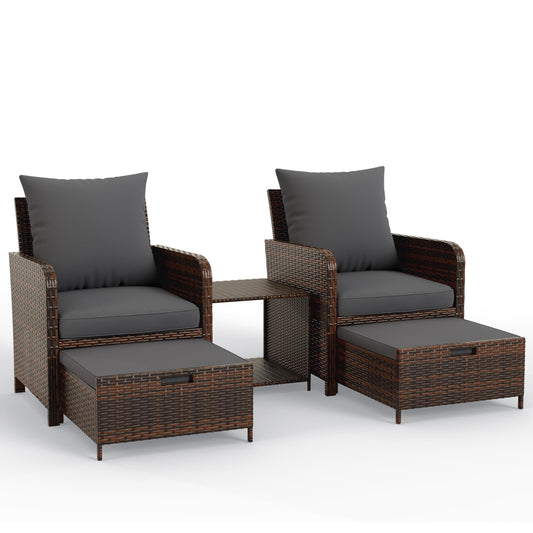 UDPATIO Balcony Furniture, Space-Saving Patio Chairs with Ottoman