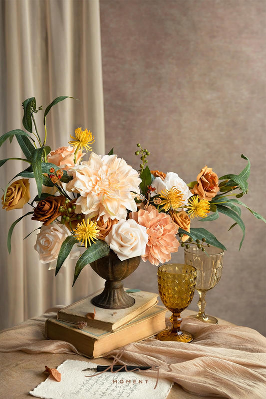 Ling's moment Fake Flowers Box, Cream & Apricot Grand Combo