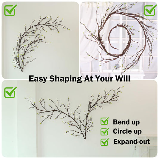 CONGZHANHH 118" Fake Tree Willow Leaves Branches Twig Garland Hanging Decor