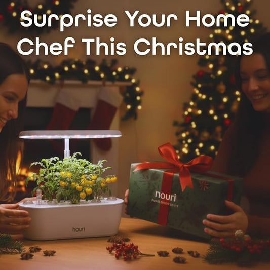 Nouri 12 pod Smart Garden for Home Cooks | w/Heirloom Salad | Hydroponics Growing System | LED Grow Lights | Indoor Herb Garden Kit | Herb Growing Kit Indoors for Plant Lovers, Gardeners, Kitchen