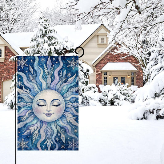 Winter Sun Garden Flag 12x18 Welcome Snowflake Outdoor Yard Decor