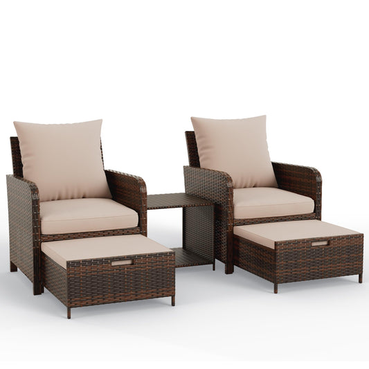UDPATIO Balcony Furniture, Space-Saving Patio Chairs with Ottoman