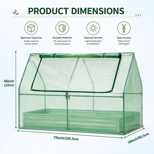 Garvee 6x3x1 FT Raised Garden Bed with PE Cover & Self-Watering System