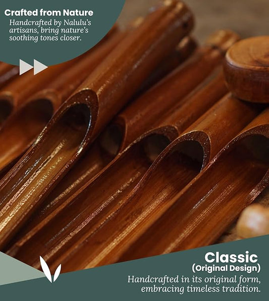Nalulu Classic Bamboo Wind Chimes - Outside Outdoor Wood Wooden Windchimes, Small, Handcrafted with Calming Deep Tones, Ideal Home Decor or Gift for Any Occasion