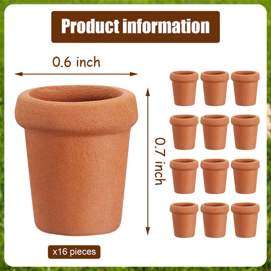 Skyley 16 Pcs Mini Clay Pots 0.6 Inch, Small Terracotta for Crafts