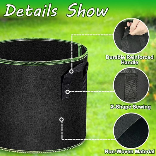 MEKOLIFE 5 Gallon Grow Bags 3 Pack, Thickened Nonwoven Fabric Aeration Planter Bags with Handles, Heavy Duty Vegetable/Flower/Potato Planting Pots for Garden Outdoor