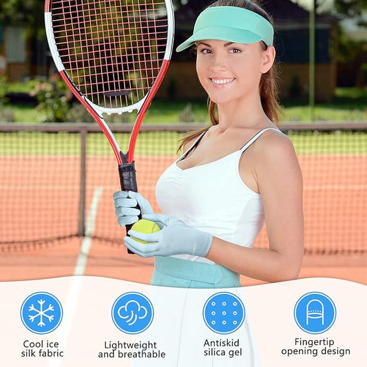 Loopeer 2 Packs Women Sun Protection Driving UV Gloves Full Finger Touchscreen Non Slip Breathable Summer Outdoor Gloves