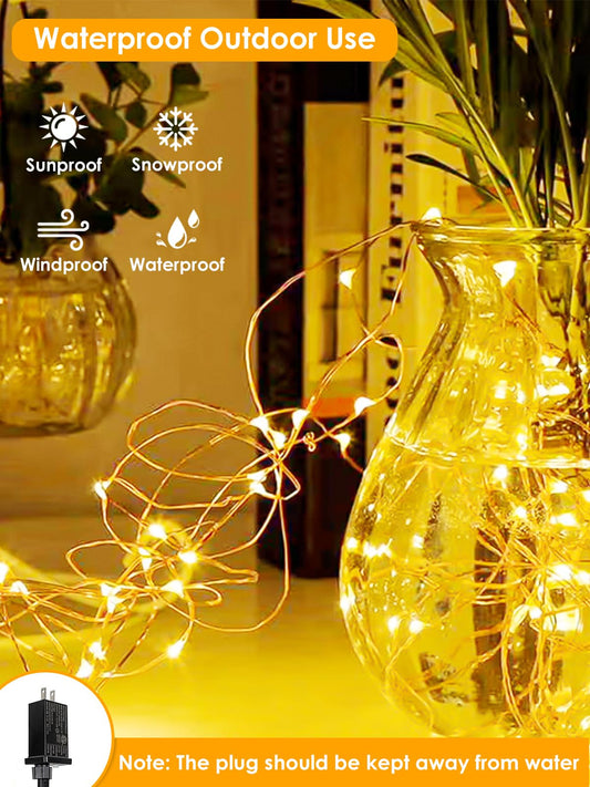 66FT 200 LED Fairy Lights Plug in, 8 Modes Twinkle Lights Warm White
