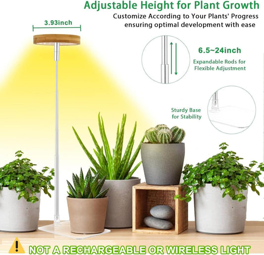 yadoker Halo Plant Grow Light,yadoker LED Growing Light with Base Full Spectrum for Indoor Plants,Height Adjustable, Automatic Timer, 5V Low Safe Voltage,Idea for Small Plants