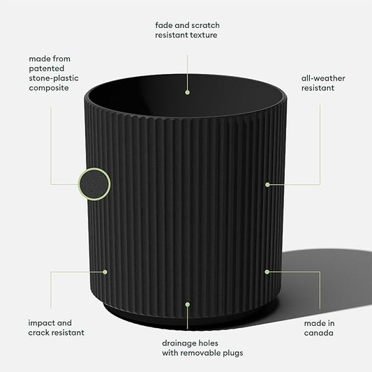 Veradek Round Demi Planter Pots for Indoor/Outdoor Garden Use, Made from Plastic-Concrete Mix with Drainage Holes, Perfect for Small to Large Succulent Plants, Flowers, Modern Interior Plants