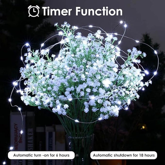 6-Pack Fairy Lights Battery Operated with Timer, Waterproof 16FT 50 LED String Lights Indoor Outdoor, Cuttable Starry Fairy Lights for Christmas Home Bedroom Wedding DIY Centerpiece Decor (Cool White)