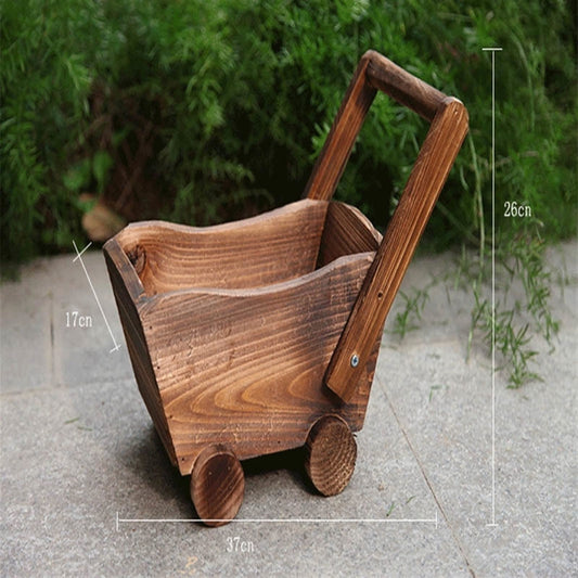 Flower Pot Creative Wood Flowerpot Cart Garden Planter Plant Window Box Trough Pot Succulent Flower Bed Plant Bed Pot Flower Garden Pots