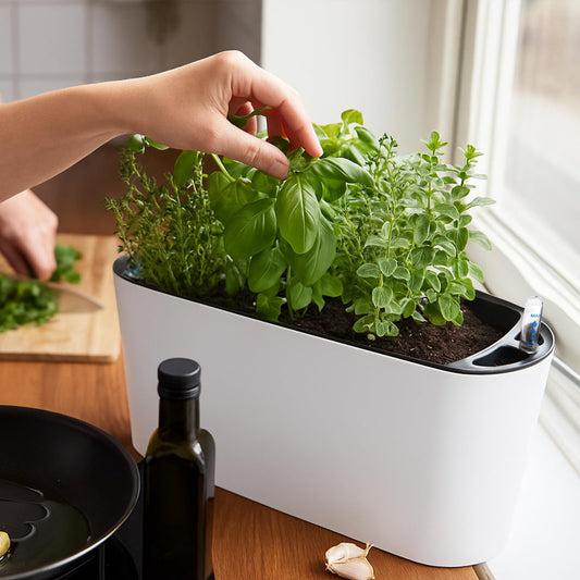 2 Packs 16 Inch Large Rectangular Self Watering Pots for Indoor Plants Window Planter Box Rectangle Planters Plastic Plant Pots Flower Box Windowsill Planter Long Planters for Herb& Vegetable, White