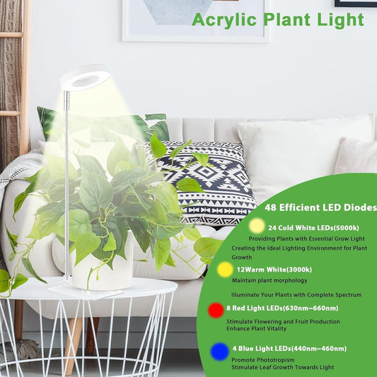 Halo Plant Grow Light,yadoker LED Growing Light with Base,Full Spectrum for Indoor Plants,Height Adjustable, Automatic Timer, 5V Low Safe Voltage,Idea for Small Plant Light(3 Pack)