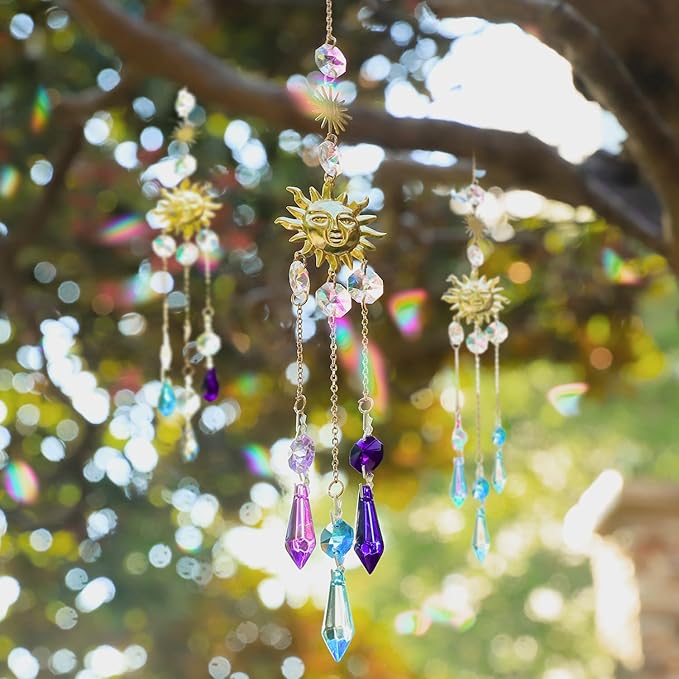DIY Fairy Wand Garden Stakes Kit, Crystal Beaded Decorative Wands Set, Outdoor Garden Decoration with Assembly Guide (Purple+Aqua+Blue 208 Pcs)