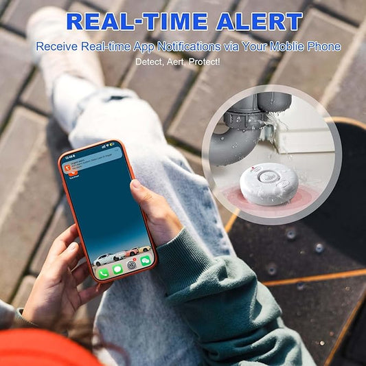 WiFi Water Leak Detectors 5 Pack, 120dB Adjustable Loud Water Leak Sensor, Wireless Wi-Fi Water Leak & Drip Alarm, App Alerts, 5 Water Alarm Sensors & 1 Hub for Home Kitchen, Bathroom, Sink, Laundry
