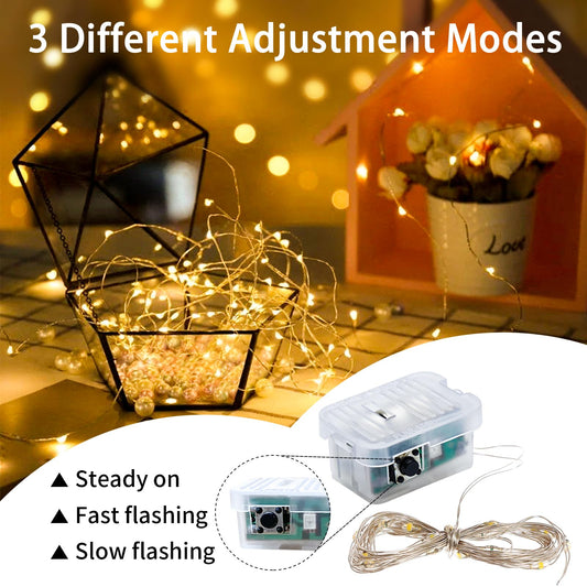 chzk 50 Pack Fairy Lights 7Ft 20 LED Twinkle String Lights 3 Modes Battery Operated Waterproof Firefly Starry for Mason Jar Wedding Birthday Party Table Centerpieces Bedroom Christmas,Warm White