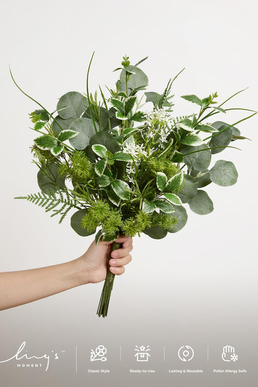 Ling's moment Artificial Faux Greenery Stems 44pcs Sage Green Fake Greenery